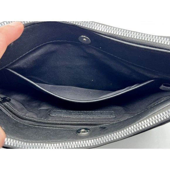 Nine West Black Purse Shoulder Double Zipper Organizer Bag - Picture 3 of 6